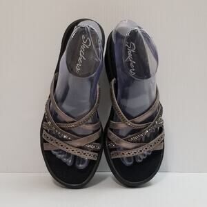 Skechers Sandals Women Rumblers Wave New Lassie Memory Foam Pewter 31777 Size 8